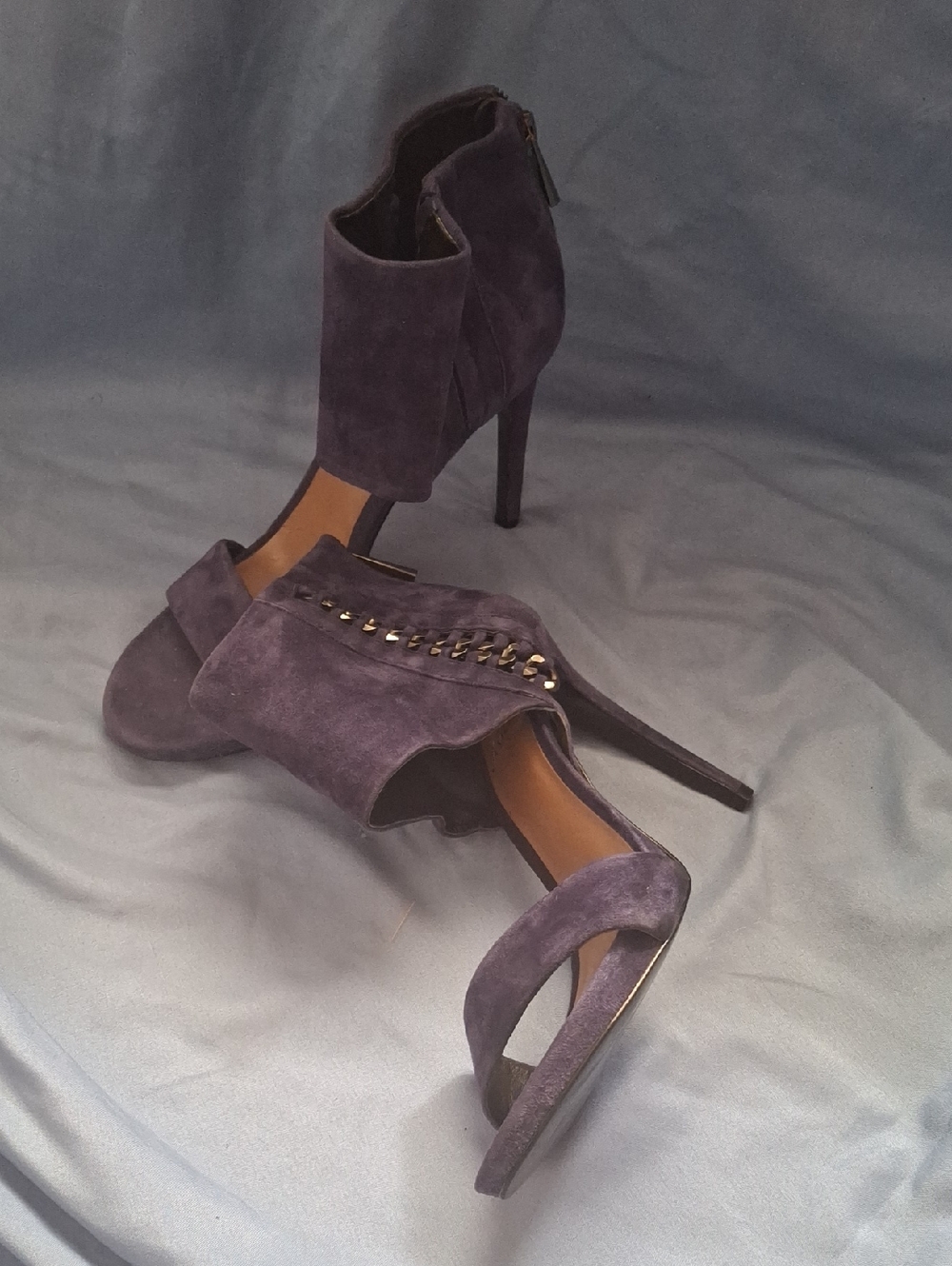 Vince Camuto Purple Suede Stiletto Ankle-Cuff Sandals